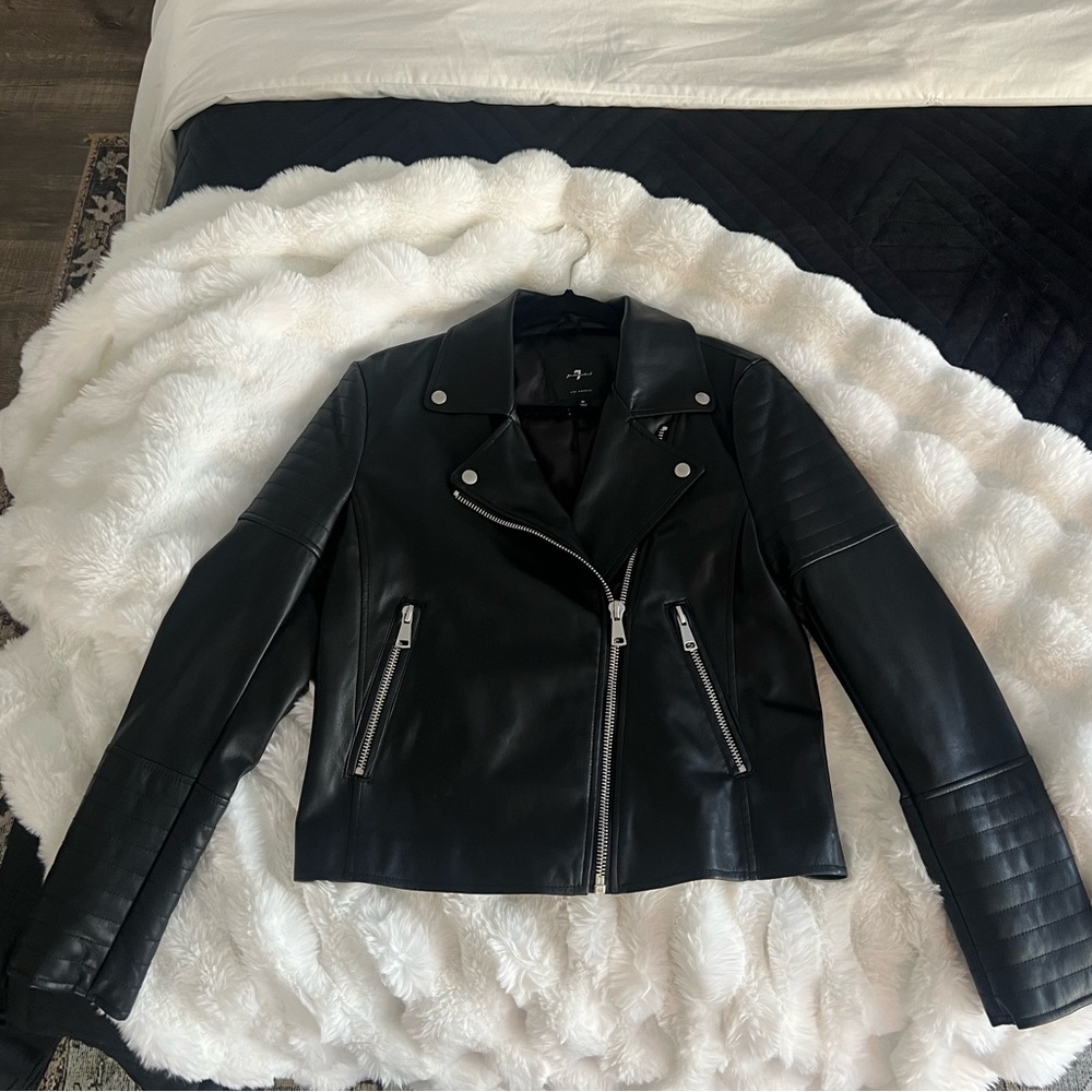 7 for all mankind vegan leather jacket - Picture 4 of 8